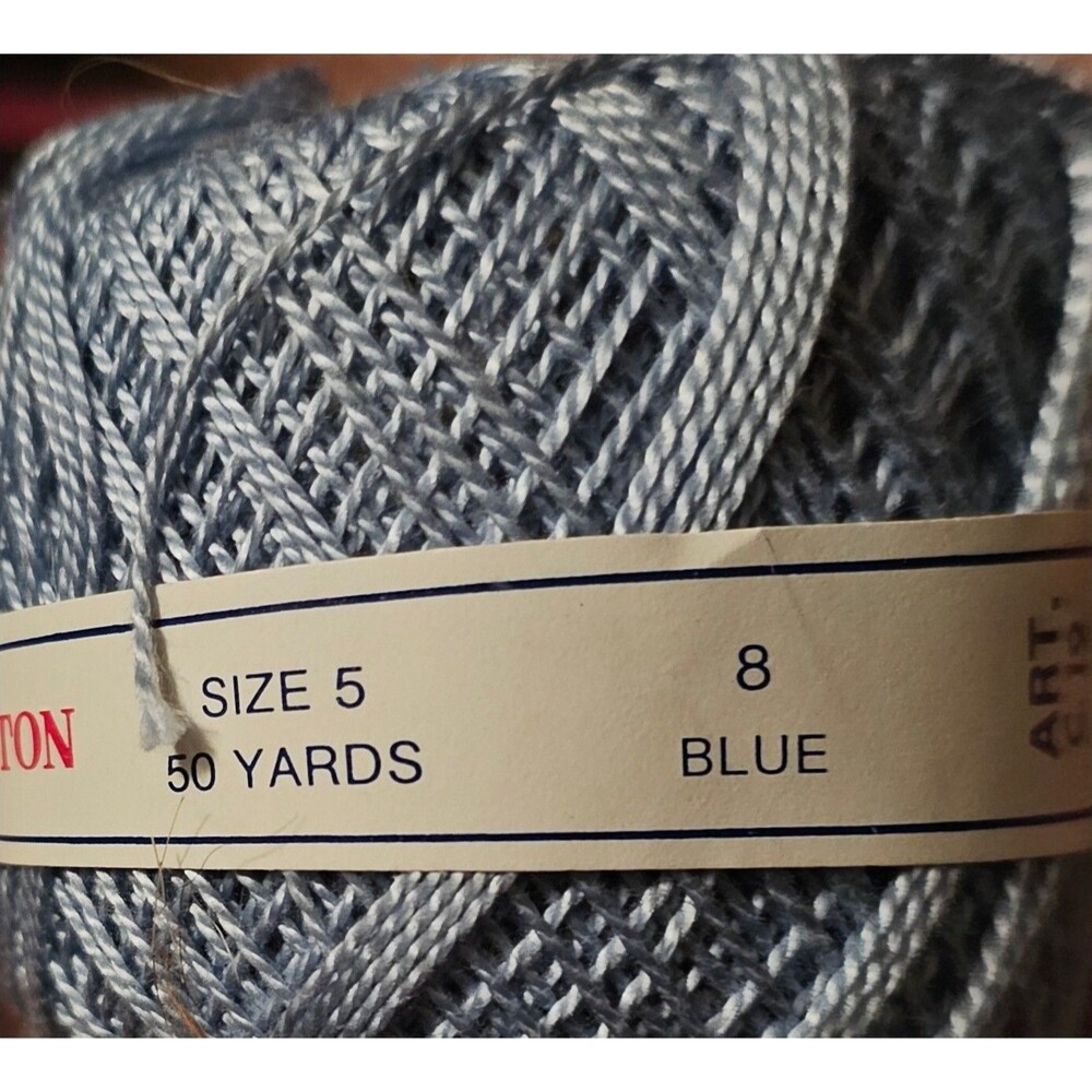 Vintage Coats & Clark's Pearl Cotton Crochet Thread Size 5 light Blue 50 Yards
